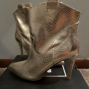 Gold Metallic Snakeskin Boots